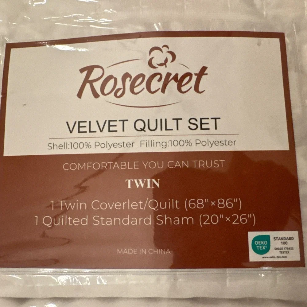 Luxury Velvet Twin Quilt‎ Set Lightweight Oversized Cream White Quilt & Sham NEW